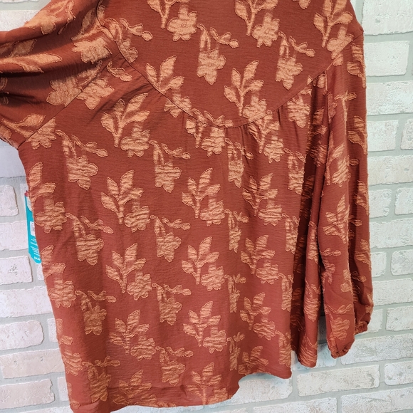PIONEER WOMEN  Womens Orange Floral Stitch Shirt Tunic NWT XXL - Picture 15 of 15